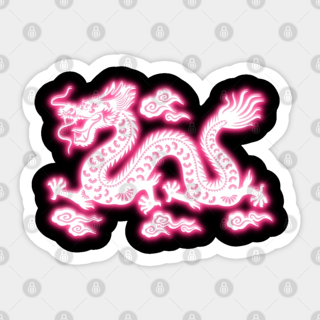 Neon Light Traditional Chinese Dragon Sticker by la chataigne qui vole ⭐⭐⭐⭐⭐